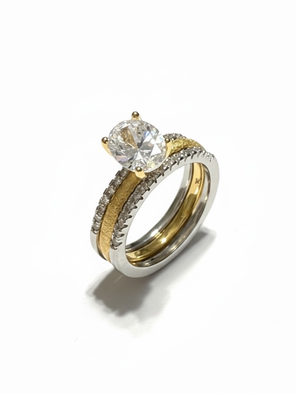 TWO TONE 2-WAY CZ RING